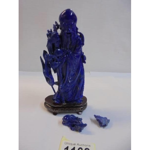 1168 - A Chinese carved blue stone figure, a/f.