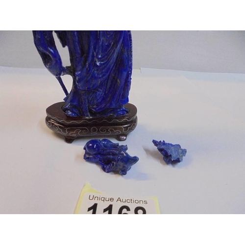 1168 - A Chinese carved blue stone figure, a/f.