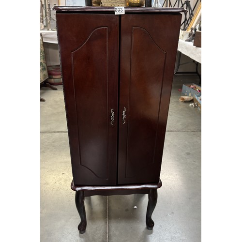 803 - A good free standing mahogany jewellery cabinet. COLLECT ONLY.