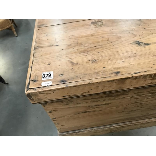 829 - A wooden chest with handles COLLECT ONLY