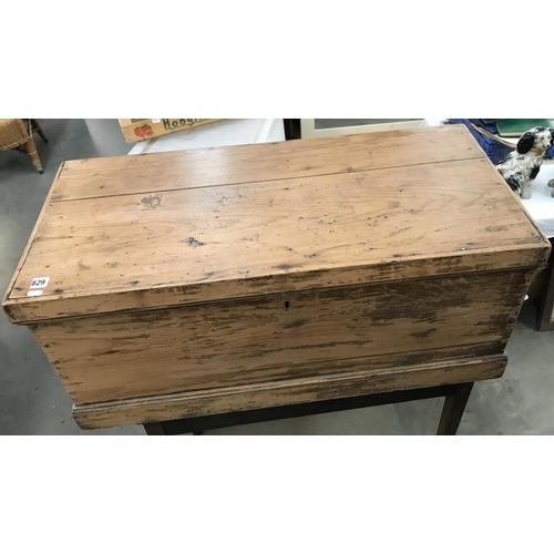 829 - A wooden chest with handles COLLECT ONLY