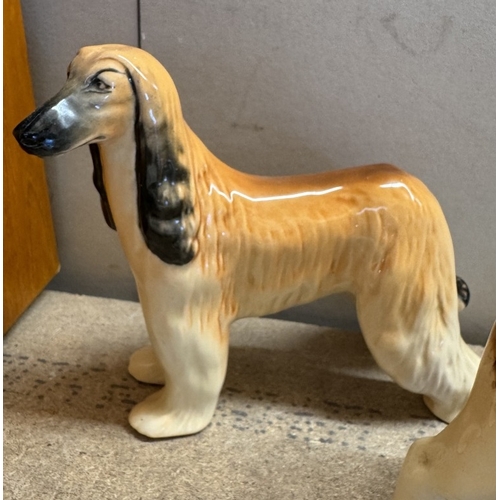 339 - A Beswick C H Basford British Bulldog, Afghan Hound & a Royal Doulton cat