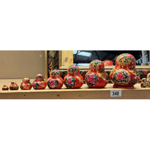 348 - 2 Russian nesting Doll's, 1 x 8 piece & 1 x 5 piece