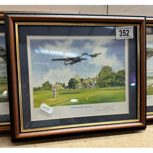 352 - 3 framed & glazed signed RAF prints, limited edition by Timothy O'Brien. COLLECT ONLY.