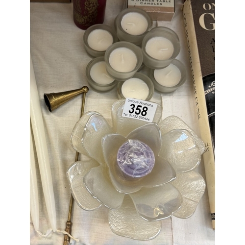 358 - A quantity of candles & candle holders etc.