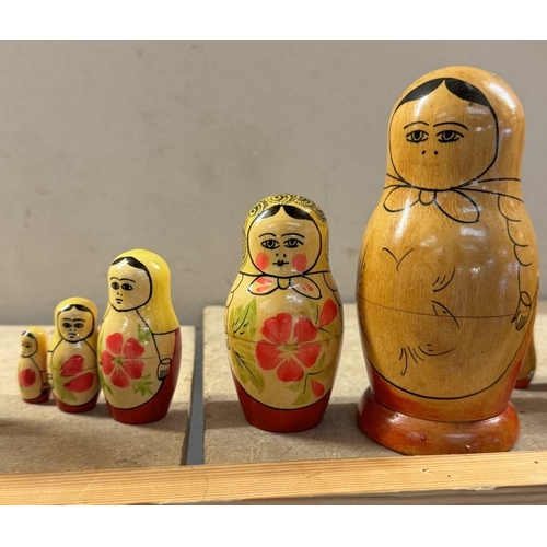 360 - 5 lots of Russian nesting Doll's, 3 x 5 pieces & 2 x 4 pieces