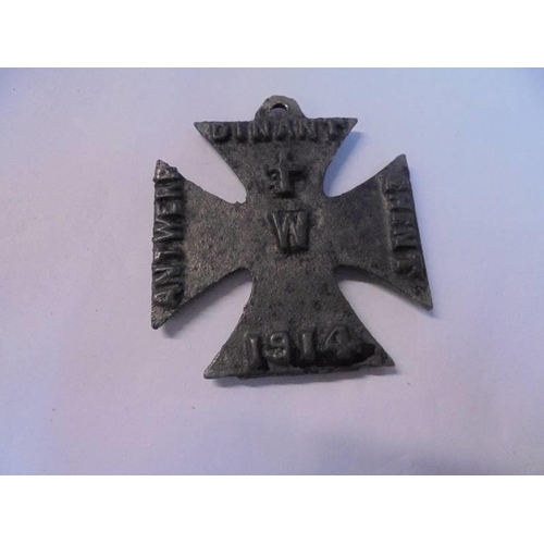 1200B - A WW1 anti German propaganda iron cross and an 1813 Imperial cross.