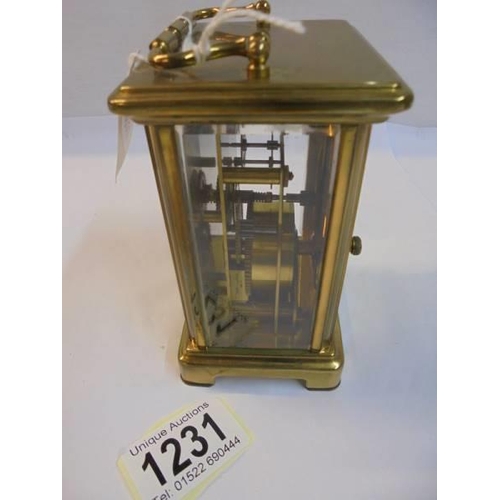 1231 - A Bayard brass carriage clock in working order.