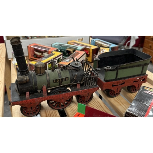 218 - A retro tin plate model of a steam train Length 39cm