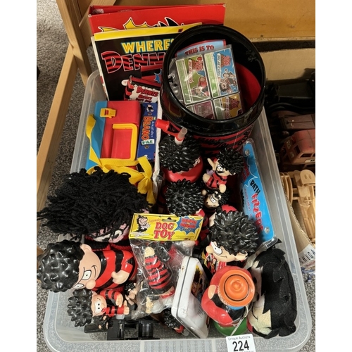 224 - A collection of Dennis The Menace toys, Primus items etc