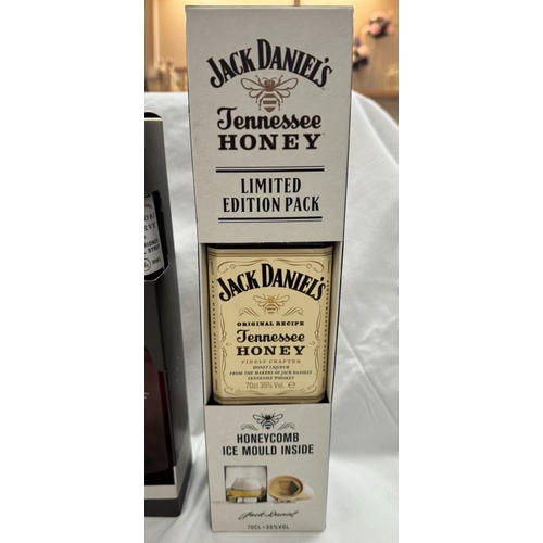 382 - A bottle of Tennessee Honey limited edition pack, Jim Beam double oak & Woodford reserve COLLECT ONL... 