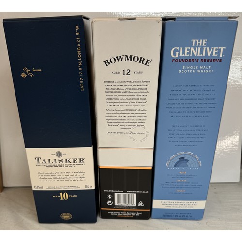 375 - 3 bottles of whiskey, Bowmore 12 years, Talisker 10 years & The Glenlivet COLLECT ONLY