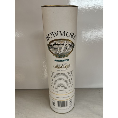 393 - A bottle of Bowmore Legend Islay single malt Scotch whiskey (in tube/boxed) COLLECT ONLY