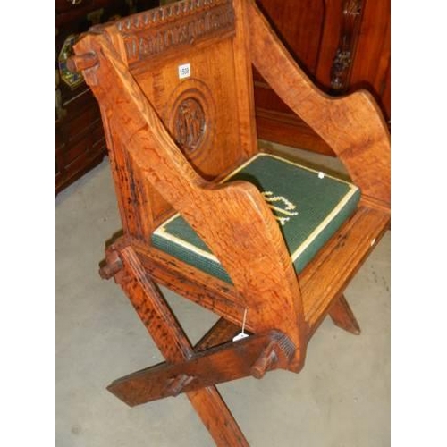 1509 - An oak ecclesiastical chair. COLLECT ONLY.