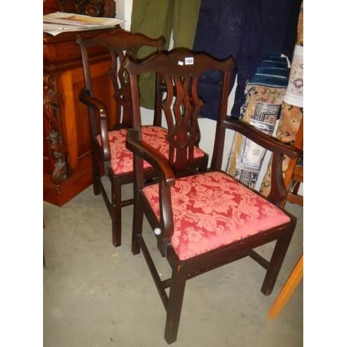 1520 - A good pair of oak square leg chairs, COLLECT ONLY.