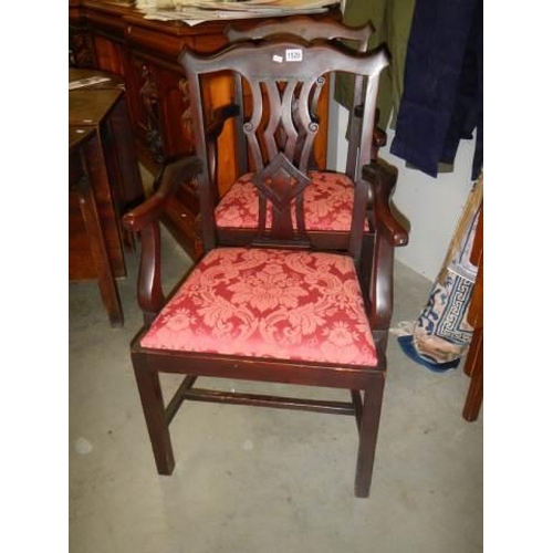 1520 - A good pair of oak square leg chairs, COLLECT ONLY.