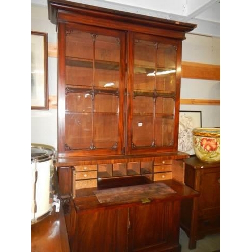 1525 - A Victorian mahogany secretaire bookcase. COLLECT ONLY.