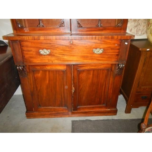 1525 - A Victorian mahogany secretaire bookcase. COLLECT ONLY.