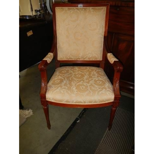 1526 - A 20th century mahogany arm chair. COLLECT ONLY.