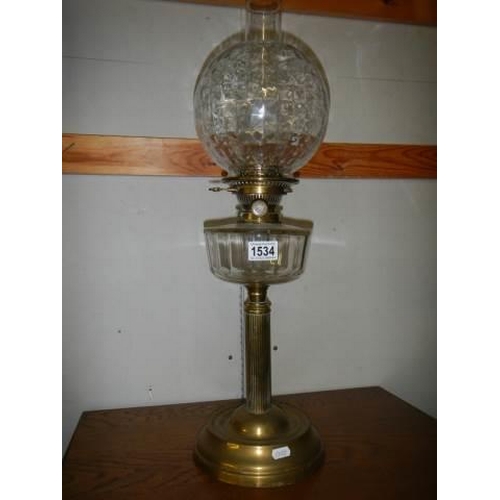 1534 - A Victorian Hink's oil lamp in good condition, COLLECT ONLY.