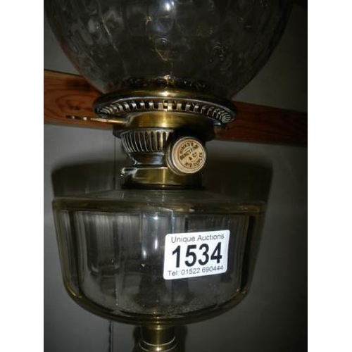 1534 - A Victorian Hink's oil lamp in good condition, COLLECT ONLY.