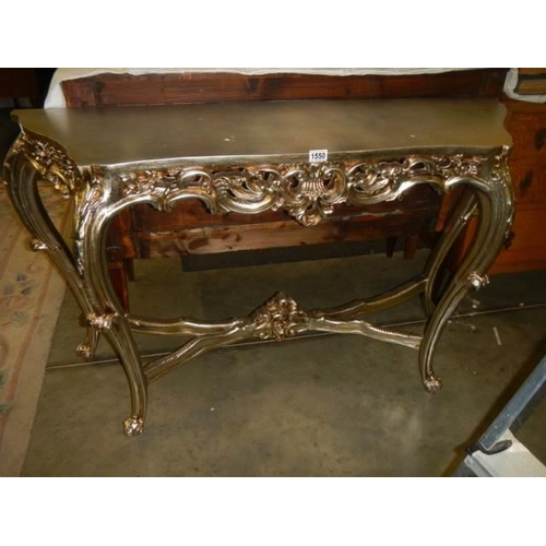 1550 - A silver coloured French style console table, COLLECT ONLY.