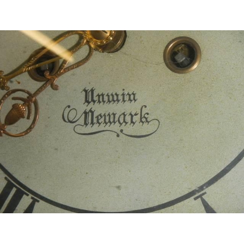 1553 - An Unwin of Newark 8 day long case clock with ship design, COLLECT ONLY.