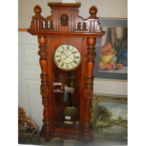 1563 - A mahogany double regulator wall clock. COMPLETE,  COLLECT ONLY