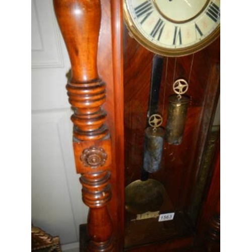 1563 - A mahogany double regulator wall clock. COMPLETE,  COLLECT ONLY