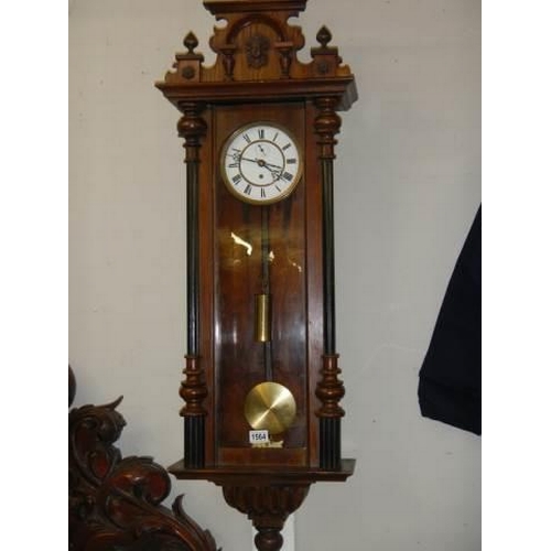 1564 - A mahogany single regulator wall clock. COMPLETE,  COLLECT ONLY