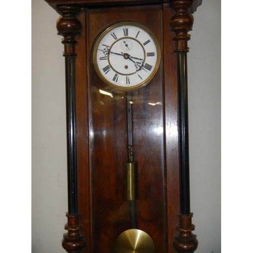 1564 - A mahogany single regulator wall clock. COMPLETE,  COLLECT ONLY