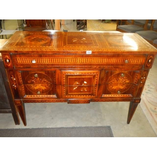 1565 - A good Dutch marquetry inlaid three drawer chest in excellent condition, COLLECT ONLY.