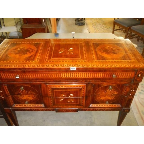 1565 - A good Dutch marquetry inlaid three drawer chest in excellent condition, COLLECT ONLY.