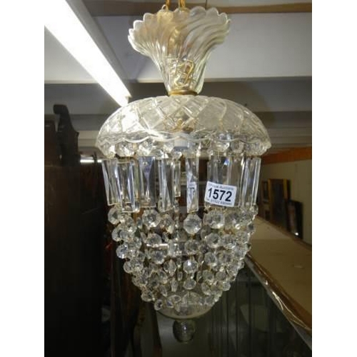 1572 - A good quality glass hall chandelier. COLLECT ONLY