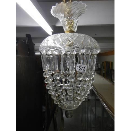 1572 - A good quality glass hall chandelier. COLLECT ONLY