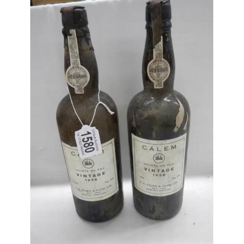 1580 - Two part bottles of vintage wine (both have a lot of seepage). COLLECT ONLY