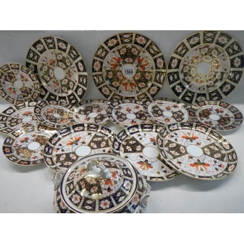 1584 - Fifteen pieces of Royal Crown Derby porcelain, COLLECT ONLY.