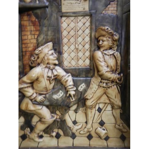 1590 - A pair of unusual plaster wall plaques featuring the fighting of a duel, COLLECT ONLY.