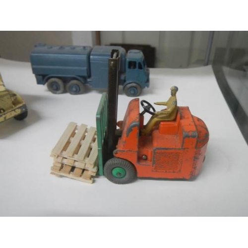 1595 - Two old die cast lorries and a fork lift truck.