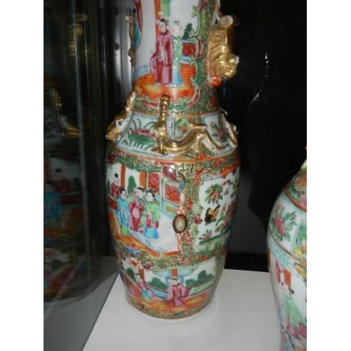 1604 - A pair of Chinese vases (30cm) and one other, all a/f. COLLECT ONLY