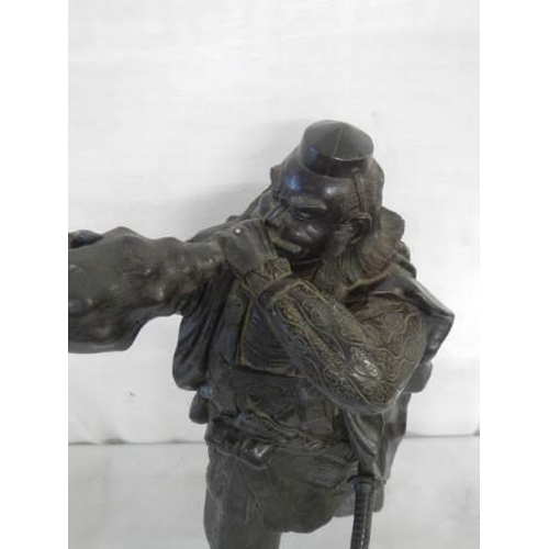 1607 - An early bronze Japanese figure, 43 cm tall (unable to locate a signature).