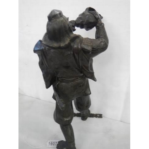 1607 - An early bronze Japanese figure, 43 cm tall (unable to locate a signature).