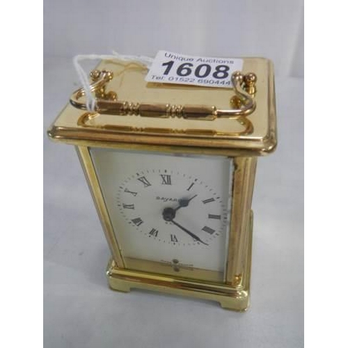 1608 - A Bayard brass carriage clock in good working order.