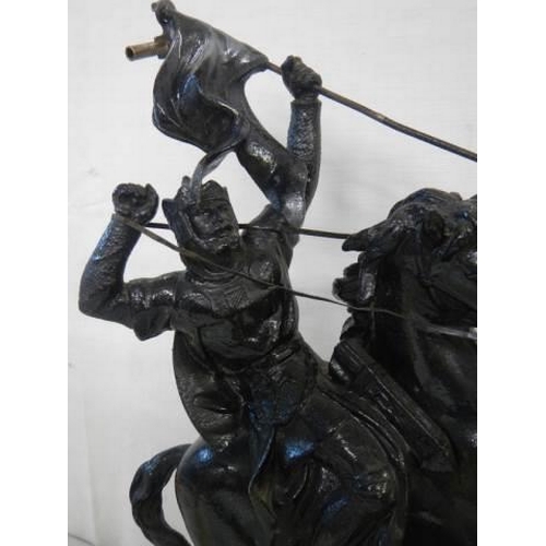 1613 - A tall French spelter mantel clock, 46 cm tall. COLLECT ONLY