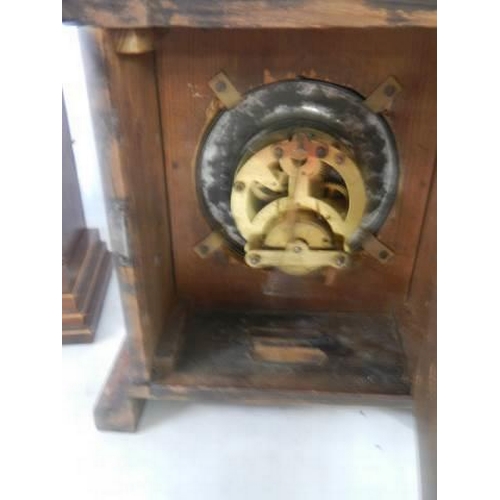 1616 - Two oak mantel clock for spares or repair. COLLECT ONLY