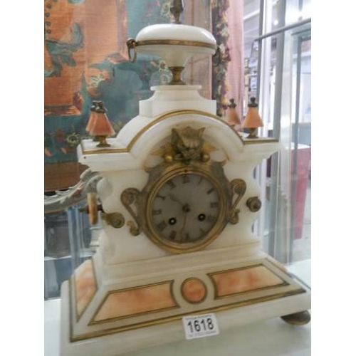 1618 - A good marble clock complete and in working order. COLLECT ONLY