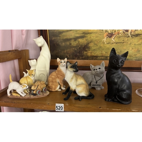 520 - A quantity of cat figurines including Sherratt & Simpson & Welsh slate