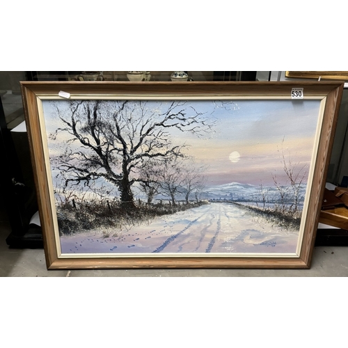 530 - A gilt framed winter scene oil on canvas