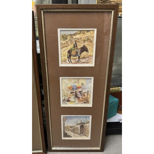 535 - 3 frames of watercolours of old Spanish scenes signed Burrows