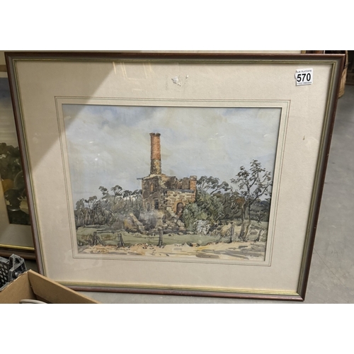 570 - A framed and glazed watercolour signed Olive Free and another watercolour signed Ian Hargrave, COLLE... 